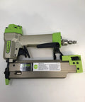 Heavy Hitter 21 Gauge Pin And Brad Nailer Up To 35mm with air connector and green accents on a white background.