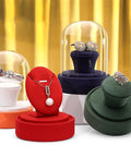 Sleek Velvet Earring Display Stand With Glass Lid Angled Jewelry Organizer For Storefronts Trade Shows Fairs Vanity Tables