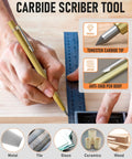 Carbide scribe pen with tungsten tip from Workhorse Carpenter Pencil Set With Case, 11 Pack, Includes 2.8mm Solid Pencils With 24 Refills.