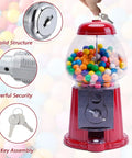 Heavy Duty Gumball Machine Lock and Key Set with One Quarter Twenty Tubular Cylinder Replacement visible on red dispenser