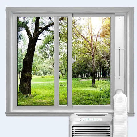 Portable Air Conditioner Window Vent Kit With 5.9 Inch Exhaust Hose Adjustable Window Seal Panel for horizontal window