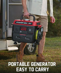Person carrying Ultra Lightweight 1200W Gas Powered Portable Generator For Camping Tailgating And Outdoor Use 71cc outdoors