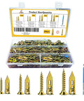 400 Pieces Self Drilling Drywall Anchors And Screws Set With Four Expansion Sizes In Zinc Plated Steel For Drywall Installation