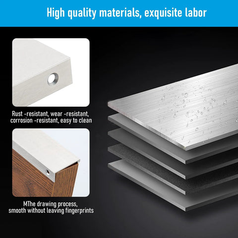 High-quality materials of 10 Pack Edge Finger Pulls For Cabinets 120mm Total Length With 96mm Hole Center, rust and wear-resistant aluminum