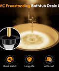 No Sweat Plug And Play Freestanding Tub Drain Kit With Brass Tailpiece, PVC Free Universal Bathtub Plumbing Hardware, quick install view.