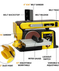 Variable Speed Belt And Disc Sander For Woodworking, 4 X 36 Inch Belt And 6 Inch Disc, 2000 4000 RPM, Benchtop Combo