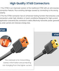 XT60i connectors close-up showing 16 Ft Solar To XT60i Charging Cable Extension for RC Drones and Solar Generators