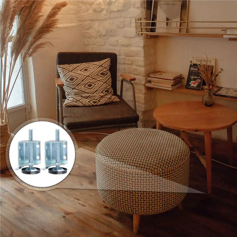 Adjustable Cabinet Feet Pads For Tables Sofas And Wardrobes Steel Leveling Feet inset over cozy living room scene