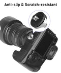 Two Pack Thumb Screw Quick Release Adapter With Four Rubber Washers One Quarter Inch Male To One Quarter Inch Female Thread L Bracket Mount attached to camera.
