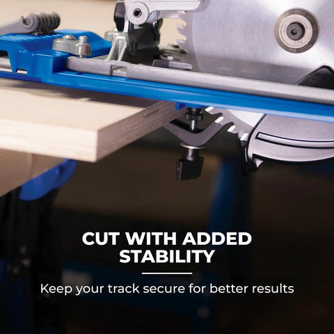 Heavy Duty Circular Saw Track With Badass Grip Track Clamps For Full Sheet Plywood Cuts Smooth As Butter Precision guiding rail on plywood.