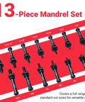 13-piece mandrel set in Rivet Nut Drill Adapter Kit With 13 Mandrels And 290 Rivet Nuts Converts Cordless Drill