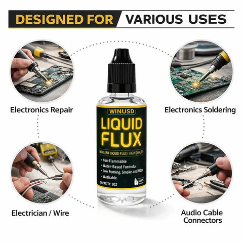 2oz Liquid Solder Flux Dropper Water Based No Clean Lead Free For Electronics And Stained Glass Soldering Wettability Boost