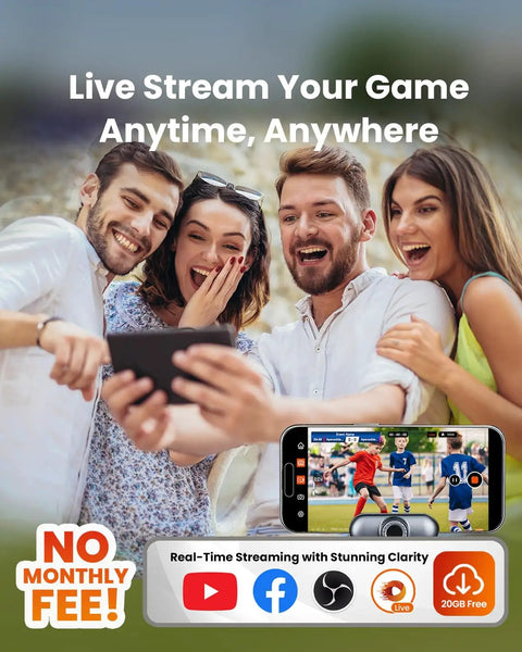 Group using Chameleon AI Auto Sports Action Camera, 4K 60FPS Real Time Player Tracking for Soccer and Basketball, Live Stream Ready