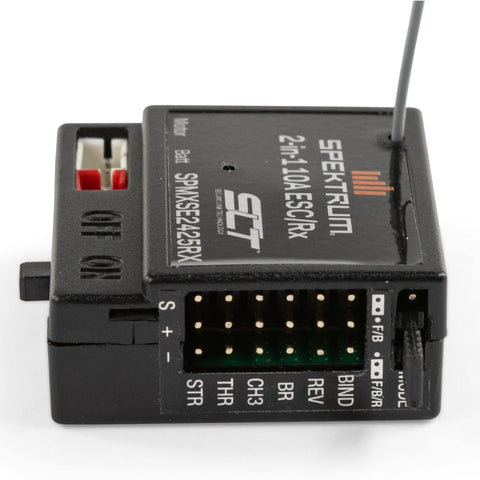 10 Amp Brushed 2-In-1 ESC And SLT Receiver Combo For RC Cars And Trucks, All-In-One Power System With SPMXSE2425RX