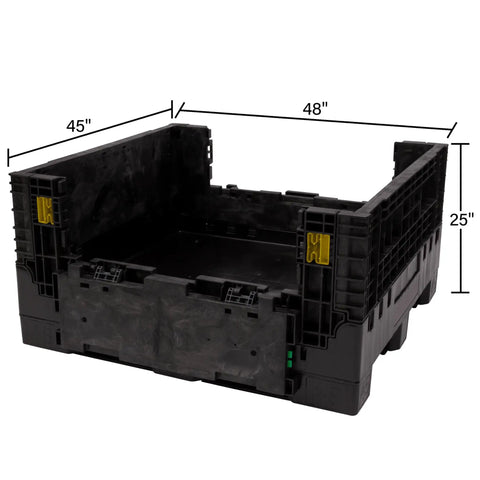 Kickass Workhorse Industrial Grade Collapsible Bulk Box With 1700 Pound Capacity And Four Way Forklift Access For Warehouse Material Handling And Retail Storage Made In Usa, 48x45x25 inches