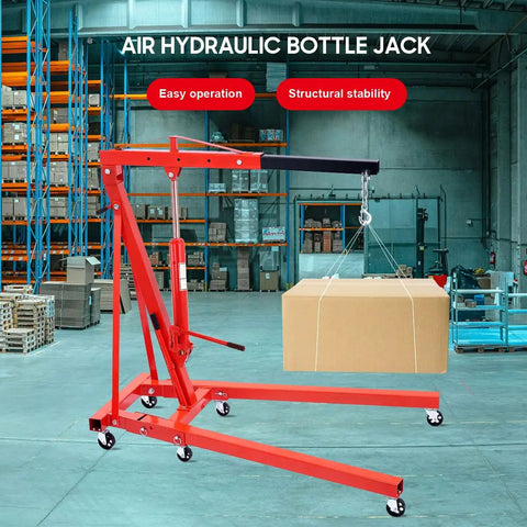 Built Tough 12 Ton Manual Cherry Picker Hydraulic Long Ram Jack With Easy Pump Handle For Zero Sweat Engine Hoist Cylinder Swap On Any Garage Shop Crane Red