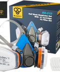 Half Face Respirator Mask With A1 Gas Filters And P2 Dust Replacement Filters RD510 Pro Grade Reusable Respirator front view