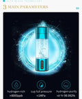 Portable Hydrogen Water Bottle USB Rechargeable H2 Generator Delivers 6000PPB Hydrogen For Alkaline Hydration, blue cup.