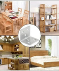 Solid As A Rock L Brackets 100 Pack Heavy Duty Corner Braces fortify furniture with a display of finished wood projects.