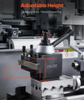 8-Piece Quick Change Tool Post Set For 10 To 15 Inch Lathes With Lathe Tool Holders, adjustable height feature shown