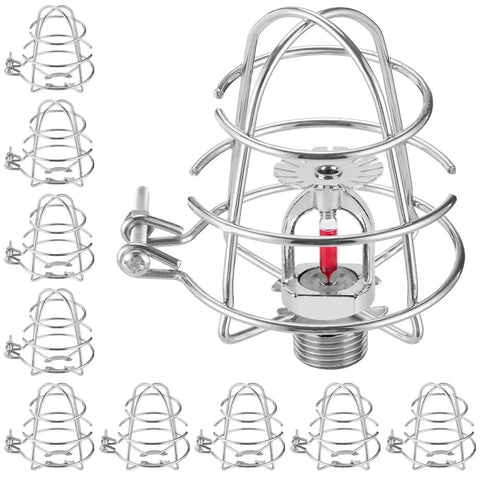 Close-up of 10 Pack Stainless Steel Fire Sprinkler Guard Cages For 1/2 Inch Heads With Rugged Wire Mesh Design, showcasing design details.