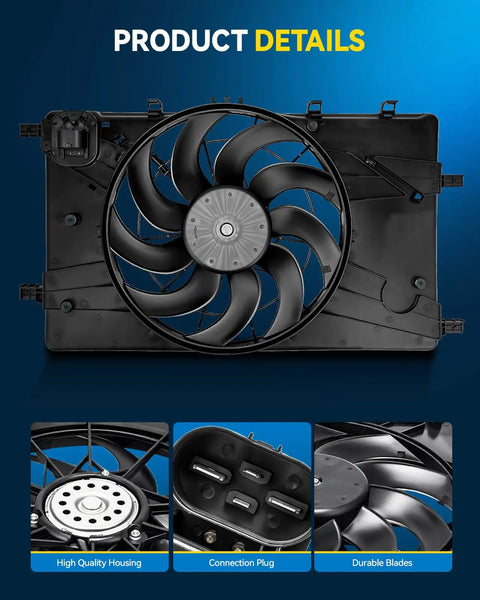Premium Direct Swap Radiator Cooling Fan Assembly for Chevy Cruze and Verano Engine with durable blades and quality housing.