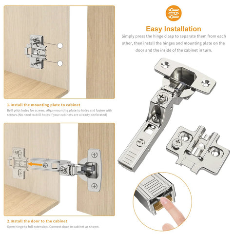 Chibery 10-pack frameless inset soft-close concealed European cabinet hinges in satin nickel with mounting plates