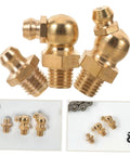 9 Piece Grease Fitting Kit With Copper Nozzle Caps For Cars And Trailers, Straight And Angled Nipples, golden connectors