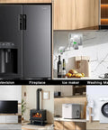 Keep Your Setup Locked Down Against Rough Power Surges With This Sleek Single Outlet Surge Protector Featuring Bright Leds And Automatic Voltage Guard For Tv Pc Fridge 120V in a lifestyle setting with various appliances.
