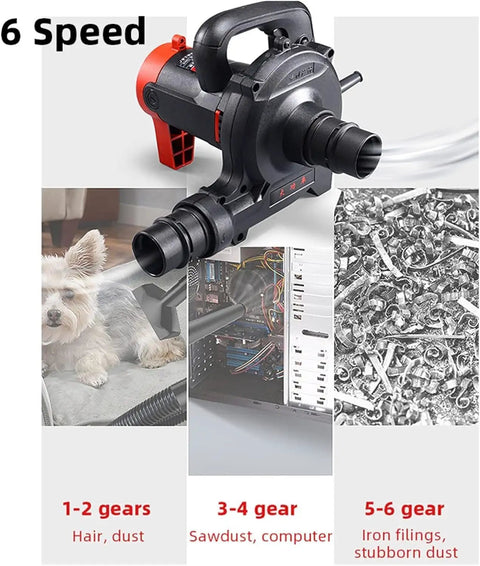 Rugged Industrial Dust Collector Blower Vacuum Featuring 1200W Copper Motor And Six Speed Settings for various debris and surfaces.