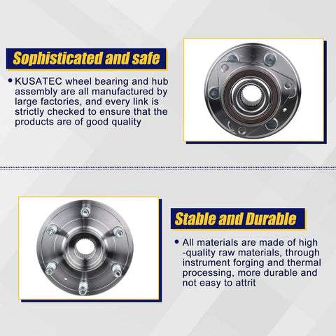 Cadillac SRX Wheel Bearing And Hub Assembly 513289 Front And Rear With ABS, metal construction, two hub angles shown