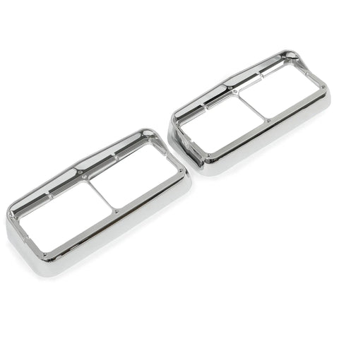 Pair Headlight Bezel With Visor For 4x6 Dual Rectangular Headlamps Fits Kenworth T400 T600 T800 W900B W900L ABS Chrome Finish