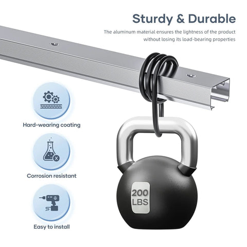 Six Foot Commercial Grade Sliding Pocket Door Hardware Track Kit top mount with aluminum track holding 200 lbs weight, durability shown