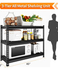 Beefy Heavy Duty 3 Tier Metal Garage Shelving Unit For Storage With 1320 Lb Total Capacity Adjustable Shelves 40 Inches Wide 18 Inches Deep 36 Inches High Ideal For Reptile Tanks Aquariums Pantry And Garage Black, 40x18x36