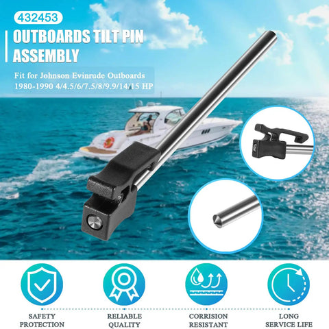 Outboard Tilt Pin Assembly For Old School 80s Small Boat Motors Fits 4HP To 15HP Replacement Part For 4HP 4.5HP 6HP 7.5HP 8HP 9.9HP 14HP 15HP With OEM Numbers 0432453 0389835 0334470 0390441 0334469 778197