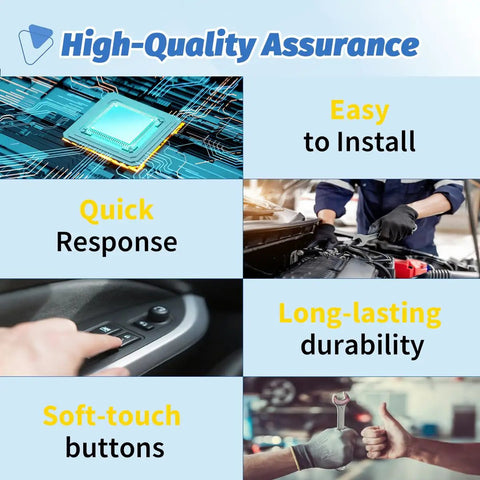 Infographic highlighting features of Hyundai Accent Front Left Driver Power Master Window Switch Control Button Replacement 2011 2017