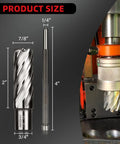 Professional HSS Annular Cutter And Magnetic Drill Bit Kit Built Tough For The Daily Grind M2 High Speed Steel, showing size and dimensions.