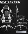 Product dimensions of All Day Comfort Gaming Chair With Footrest And Lumbar Support, Height Adjustable, 360 Degree Swivel Seat