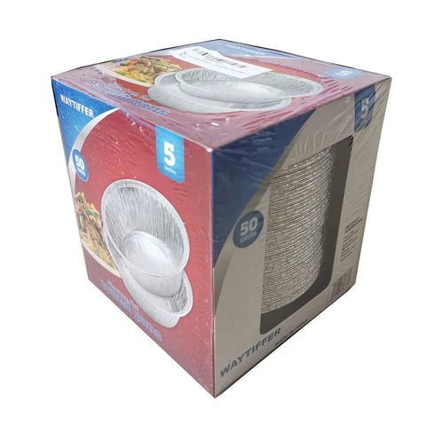 Box of Heavy Duty 5 Inch Mini Pie Pans Pack Of 50 Disposable Aluminum Tart Tins for Baking Personal Mini Pies