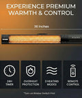 Electric Patio Heater With Remote Control 1500W Outdoor Infrared Wall Mounted with 24H timer, overheat protection, 3 settings.