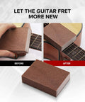 Before and after using fret crowning file from Gig Ready Pro Grade All In One Guitar Repair Tool Kit 45 Pcs Set