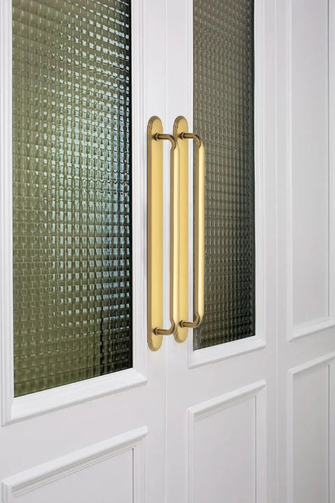 Six Pack Champagne Bronze Cabinet Pulls With Backplates And Spacers For Twelve Point Six Inch Hole Center Drawers Zinc Alloy Solid Kitchen Handles