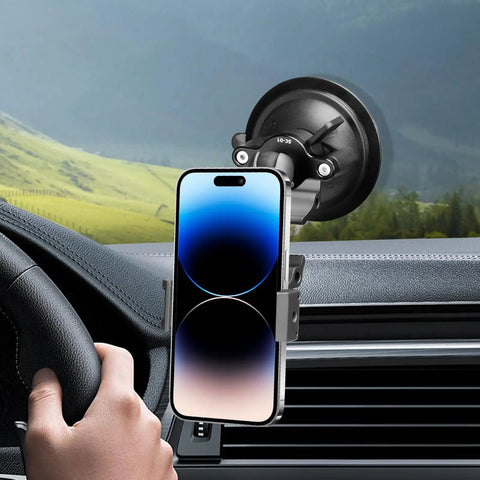 Composite Double Socket Swivel Arm 3.7 Inch Aluminum Mounting Arm Dual 20mm Socket Ends Fits 20mm Attachment Ball For Vehicle GPS Mount Durable For Rugged Use With Lifetime Warranty, holding a phone in a car