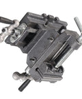 Heavy Duty 3 Inch Bench Vise With Reinforced Cast Iron Base And Powder Metallurgy Jaws For Milling Drilling Machines Smooth Grip Workholding Tool top view showing adjustable jaws and sturdy design.