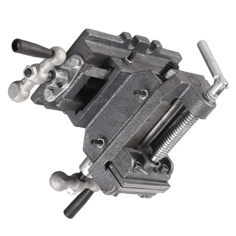 Heavy Duty 3 Inch Bench Vise With Reinforced Cast Iron Base And Powder Metallurgy Jaws For Milling Drilling Machines Smooth Grip Workholding Tool top view showing adjustable jaws and sturdy design.