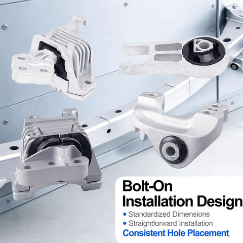 4Piece Engine Motor Mount Set With Premium Vibration Dampening For 2015 2016 2017 Models 2.4L L4 Engines with bolt-on design.