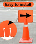 8 Pack Traffic Cone Arrow Signs 12.5 X 10.4 Inches Reversible Double Sided Cone Top Signs For Yard Road Barricade Construction Warning