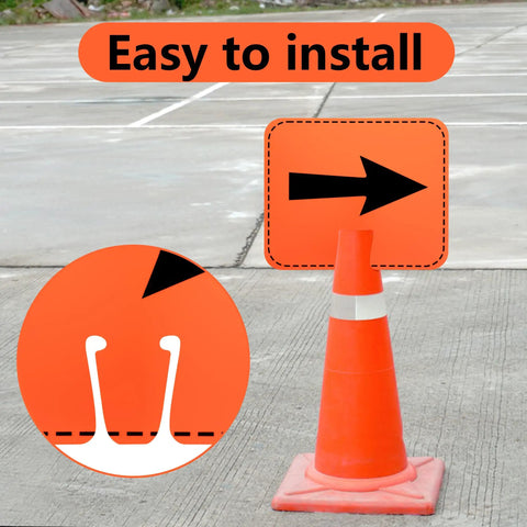 8 Pack Traffic Cone Arrow Signs 12.5 X 10.4 Inches Reversible Double Sided Cone Top Signs For Yard Road Barricade Construction Warning