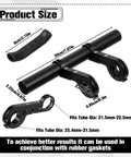 7.9 Inch Bike Handlebar Extender Aluminum Alloy Bracket Extension For Double Mounts Includes Handlebar Gloves detailed dimensions