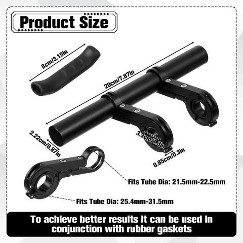 7.9 Inch Bike Handlebar Extender Aluminum Alloy Bracket Extension For Double Mounts Includes Handlebar Gloves detailed dimensions